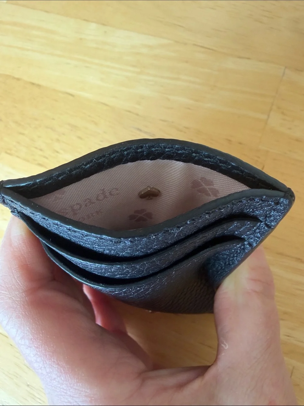 Kate Spade POLLY Black Pebbled Leather Credit Card Slot Holder Wallet
